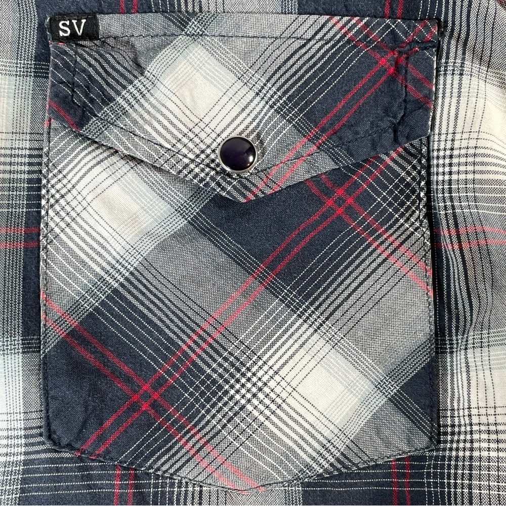 Salt Valley Western Pearl Snap Plaid Men’s Long Sleeve Ranch Shirt Size Medium - Picture 6 of 11